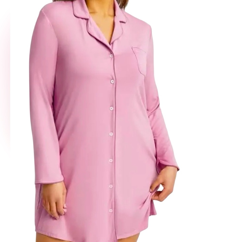 NWT State Of Day Intimates Collared Sleep Shirt with Pockets in Mauve